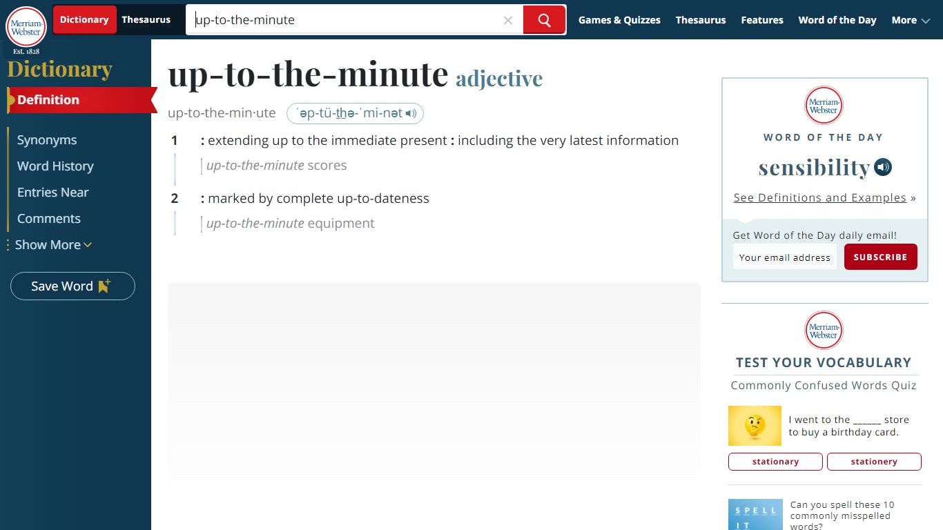 Up-to-the-minute Definition & Meaning - Merriam-Webster